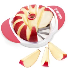 SCHVUBENR 3.5 Inch Apple Slicer with 12 Sharp Blades - Professional Apple Cutter - Stainless Steel Apple Corer - Super Sharp Apple Slicer and Corer - Slice Apple with Ease(Pink)