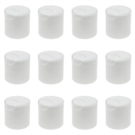 fengxiaomin 28/410 White Plastic Press Cover Emulsion Bottle Cap White Plastic Disc Top Lids for Shampoo Lotion Conditioner, etc. (White) -12PCS