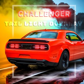 iwannachange Gloss Black Tail Light Race Track Bat Vinyl Overlay Decal Cover Tint Kit Film Precut Compatible with Dodge Challenger 2015-2022 Exterior Accessories (Arrange Squares Style)