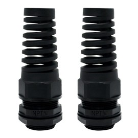 XYRSTOLR 2Pcs NPT 3/4" Cable Gland IP68 Waterproof Flex Spiral Strain Relief Black Nylon Joint with Gaskets for 13-18mm Wire Thread