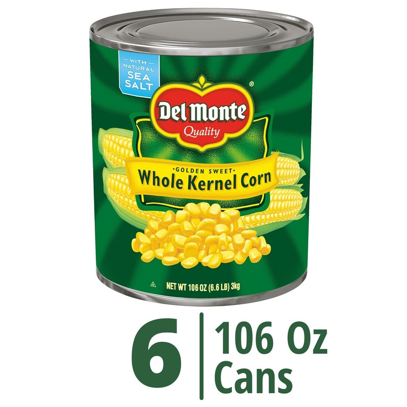 DEL MONTE Golden Sweet Whole Kernel Corn, Canned Vegetables, 6