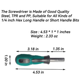 Bit Driver Handle,2 Pieces 1/4 inch Bit Driver Magnetic Screwdriver Bit Holder,6.35mm Hex 110mm Long Mini Short Strong Bit Holder Extension with Non-slip Handle Nut Driver