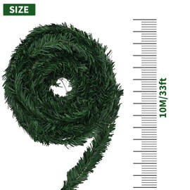 33 ft/10 m Christmas Garland, Artificial Green Xmas Tinsel Garland Decor for Christmas, Stairs, Fireplace, Home Decoration