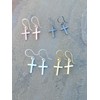 Tiny Plain Cross Christian Sterling Silver Plated Drop Dangle Fish