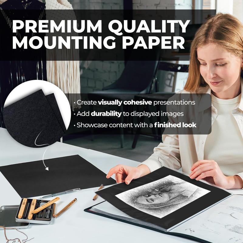 Dunwell Art Portfolio 9x12 Folder (Ruby), Black Mounting Paper, Portfolio
