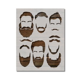 Man Face Eyebrows Beards Mustache Stencil Template Reusable for Painting on Walls, Wood, Arts and Crafts (565) - 5.5 x 8.5 Inches