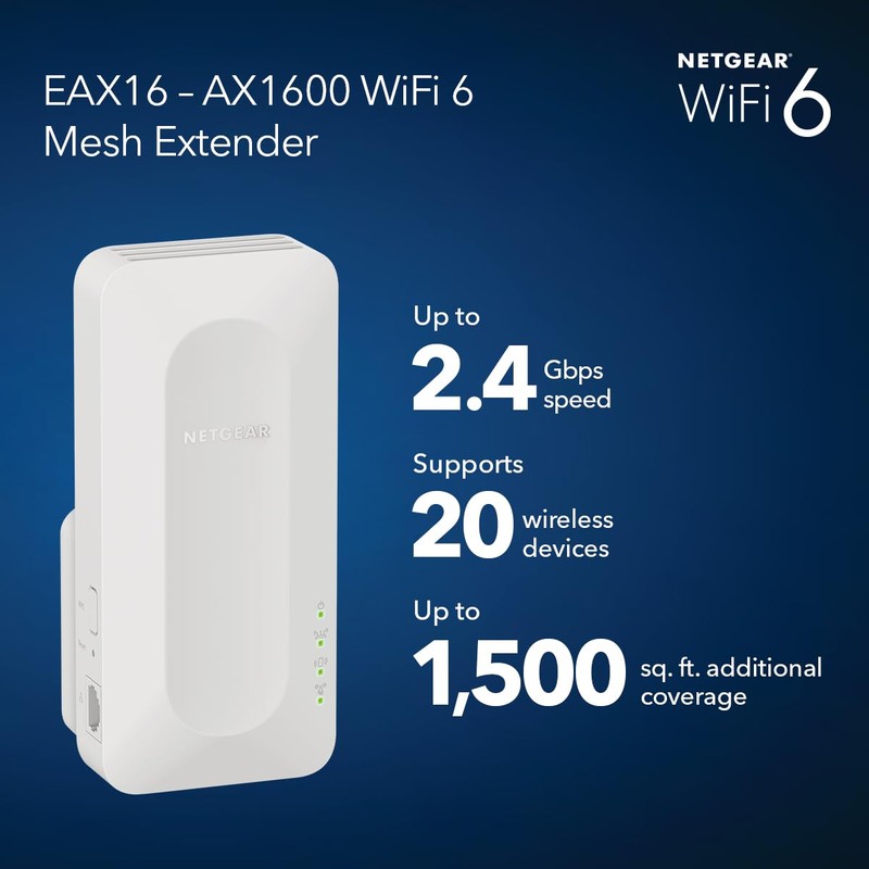 NETGEAR WiFi 6 Mesh Range Extender (EAX16) - Add up