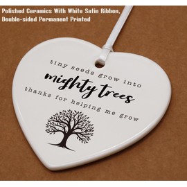 Heart-Shaped Teacher Appreciation Ornament - 'Thanks for Helping Me Grow' - Perfect for Teachers' Day or Week