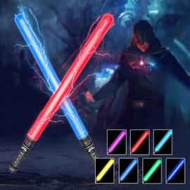 OUFOTAT 2-Pack Auto-Color Change Sword Toys | 16.9-31.9 Inch Telescopic Blades with Motion Sounds (Batteries Included) | CPSC Certified