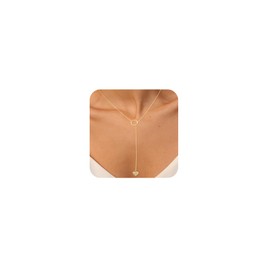 Yatumery Gold Heart Necklace - Elegant 14K Gold Plated Brass Heart Necklaces for Women, Minimalist Y-Chain Design with Dainty Heart Jewelry Pendant, Perfect for Gift Giving