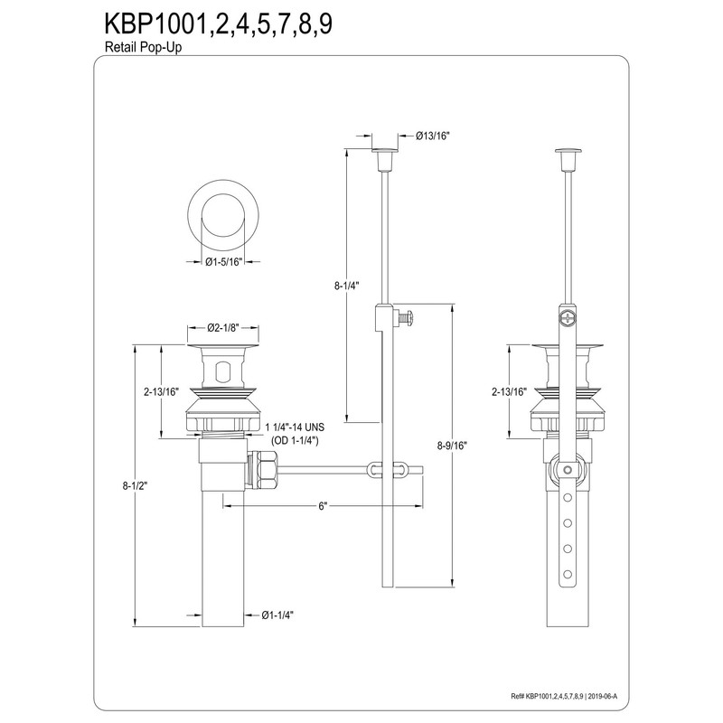 Kingston Brass KBP1001 Plastic Pop-Up Drain with Overflow, Polished Chrome