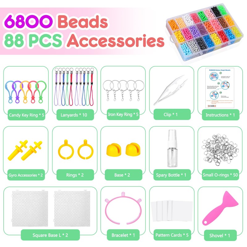 CGBOOM 6800 Beads Starter Set, Magic Water Beads for Children,