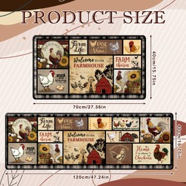 InIsaJace Rooster Farmhouse Kitchen Rugs Decor, Chickens Country Kitchen Rugs Set of 2, Washable Non Slip Floor Mats for Home Decor(16x28 +16x47)