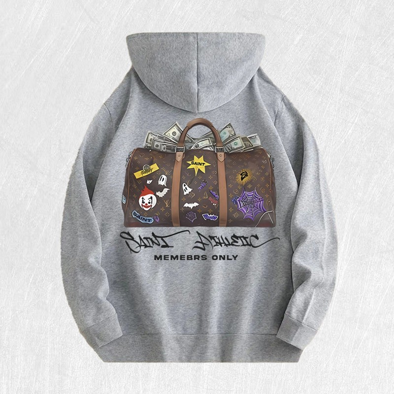 Saint Athletic Money Bag Graphic Hoodie 100% Cotton US Warehouse