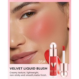 Blush Stick for Cheeks, Cream Matte Liquid Blush, Velvet Lightweight Liquid Blushes, Breathable Natural Look, Christmas Blush, Long-Lasting and Smooth Blush Makeup for Women 05