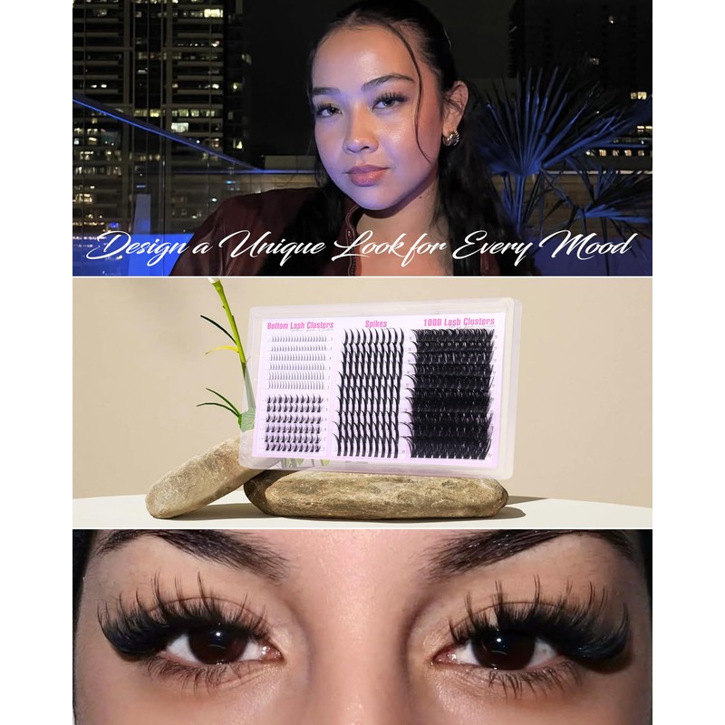 Wispy Lash Clusters with Spikes Volume Eyelash Clusters with 2