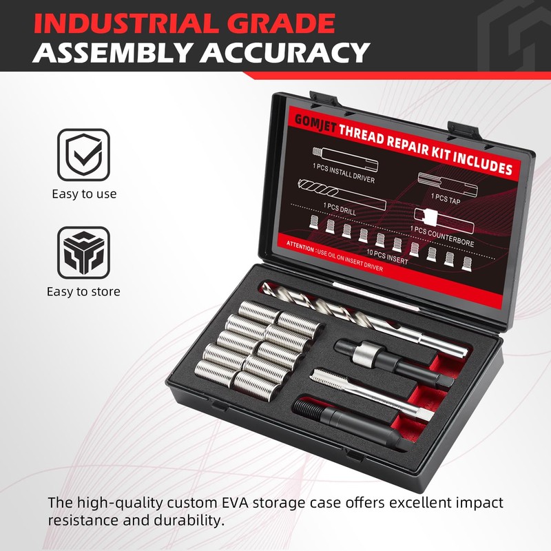gomjet M11X1.25 Metric Thread Repair Kit, with M11X1.25X28.2MM Stainless Steel