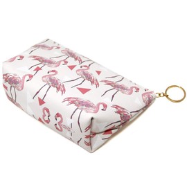 RJAY Women Small Portable Waterproof Travel Cosmetic Organizer Clutch Pouch Bag Pencil case with Zipper Closure (Flamingo, Romance Pink)