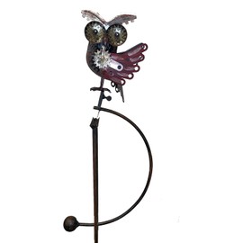 Esschert Design ZYCT815 Steampunk Owl in Flight Rocker Outdoor Garden Yard Landscaping Metal Stake Multicolored Statue w/Industrial Accents