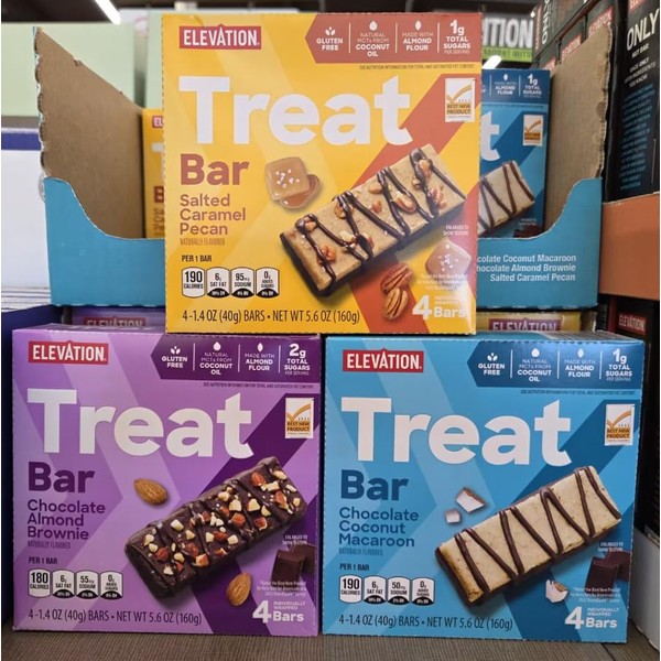 Elevation Keto Bar Salted Caramel Pecan, Chocolate Coconut Macaroon, Chocolate