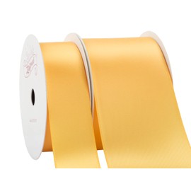 Zofrud 2 Rolls of Yellow Gold Double Faced Satin Ribbon - 18 Meters Total (25mm and 50mm x 9M) - Ideal for Crafts, Gift Wrapping, and Weddings