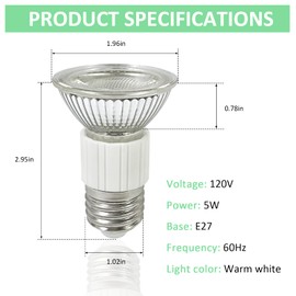 LED Home Appliance lamp 120V 5W 2-Pack Stove Hood Light Bulbs JDR E27 75MM，Z0B0011 Range Hood lamp Compatible with Zephyr, Dacor Range Hood