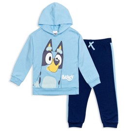 Bluey Toddler Boys Fleece Pullover Hoodie & Jogger Pants Set Light/Dark Blue 3T