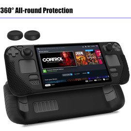 ZCDAYE Protective Case for Steam Deck, Steam Deck Cover with Rocker Caps, Silicone Soft Shock-Absorption Anti-Scratch Protector for Steam Deck(2022), Black