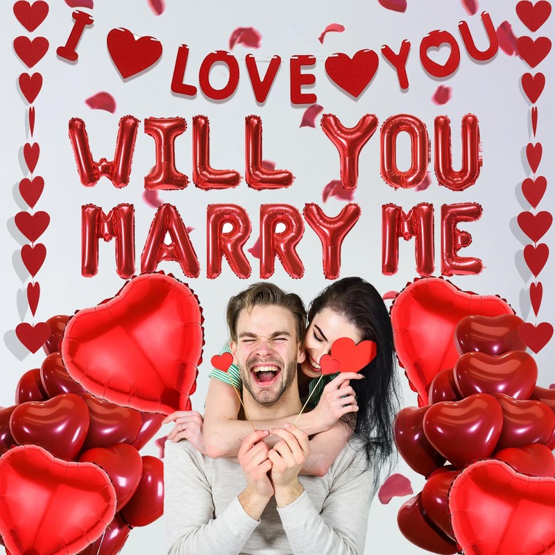 Will You Marry Me Balloons - 545 Pcs Red Letter