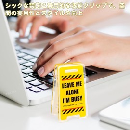 PAVIKE Desk Memo Holder Stand, Set of 4 Tabletop Memo Holder Number Card Display Design Learning Notes Clip Acrylic Note Holder Warning Sign Shape Acrylic for Letters Picture Memo Card Funny Study