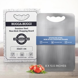 Bugga-Buggi Meduim Stainless Steel Cutting Board For Kitchen Chopping Board For Cutting Vegetables, Meat, Fish, Fruits Easy To Clean 32 cm X 21 cm