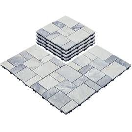 jxgzyy 4PCS Interlocking Deck Tiles, 12"x12" Outdoor Patio Tiles, Waterproof DIY Outdoor Flooring, Natural Marble Floors for Porch, Garden, Pathway, Gray Slate (4 sq. Ft)