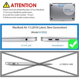 LENTION MacBook Air 2018 13 inch Hard Case with 3 Thunderbolt Ports Model A1932 with Port Sockets Matte Housing with Rubber Feet - White