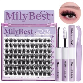 US Local Stock Lash Clusters Kit Wispy DIY Lash Extension Kit 10-16mm Cluster Eyelash Extensions with Bond and SealFalse Eyelashes Style: diy, length: Mix, package: Purple Kit-4