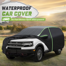 Mixsuper Liner Car Cover for Ford Bronco Sport 2021-2026, 7 Layers Full Car Cover All Weather Car Covers for Bronco Sport, Waterproof Outdoor Cover with Zipper Door Reflective Strips