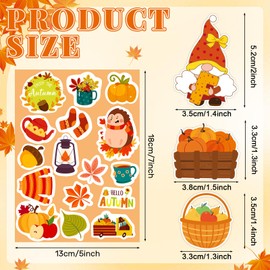 JULMELON 240 PCS Fall Stickers, Assorted Cute Autumn Thanksgiving Stickers Pumpkins Maple Leaf Stickers Decals Bulk for Fall Thanksgiving Party Favors Scrapbooking Classroom Crafts