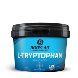 Bodylab24 L-Tryptophan 120 Kapseln, mit 500mg reinem L-Tryptophan pro Tagesdosis, essenzielle Aminosäure, die der Körper nicht selbst bilden kann, in praktischer Kapselform