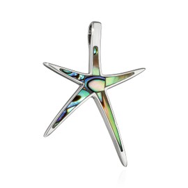 NKlaus Pendant Starfish Abalone Mother of Pearl Blue 925 Silver 34 x 29 mm Amulet 15360, Silver
