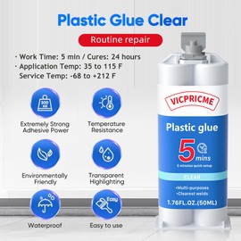 VICPRICME Plastic Glue,1.76OZ 5 Minutes Clear Epoxy Resin Plastic Glue, high Strength Plastic Glue, to Bond All Kinds of Plastics, Plastic and Metal, Plastic and Wood Cold Weld (1)