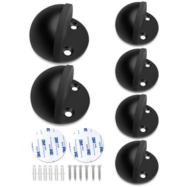 Paquete de 6 topes de puerta negros con tope de goma para la parte inferior de la puerta, protector de pared autoadhesivo