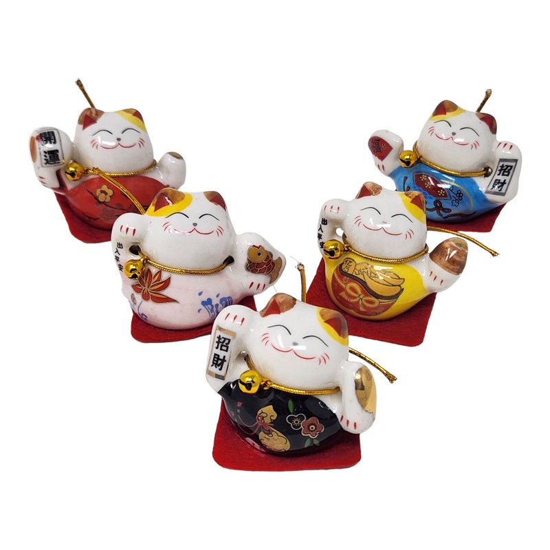 Starlet24 Set of 5 Chinese Lucky Cats Ceramic Decorative Lucky