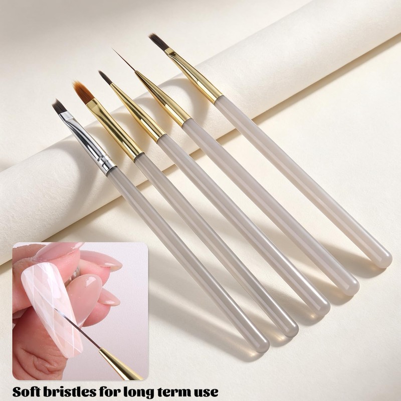 Nail Art Brushes 5PCS Ombre French Tip Plaid Flower Painting