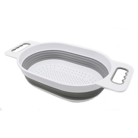 SAMMART 5L (1.3 gallon) Over The Sink Oval Colander (1, White/Grey)