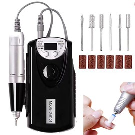 Portable Electric Nail Drill - 35000RPM Professional Rechargeable Nail File Machine, Wireless Nail Drill Electronic File for Removing Acrylic Nail Salon Home Drill Set (Black)