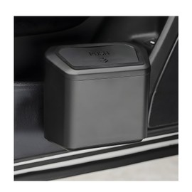 Yourkar Car Trash Can with Lid, Plastic Mini Auto Hanging Dustbin with Garbage Bags, Trash Organizer with Lid Garbage Holder Container for Vehicle Office Home, Car Accessories (Black)