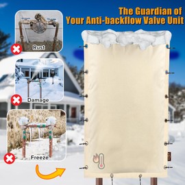 Angooni Upgraded 18" W x 34" H 3-Way Opening Backflow Insulation Cover Aluminum Foil (5℉) - Industrial 600D Winter-Freeze Backflow Covers for Outside, Anti-UV Water Well Pump Cover, Beige