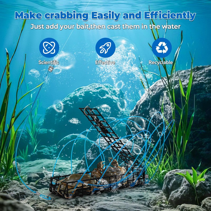 4-Pack 10-Loop Crab Snare Traps with 2 Measuring Rulers –