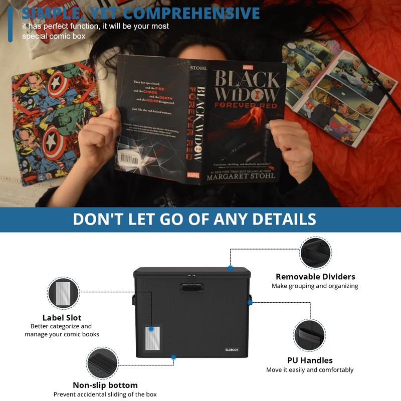 ELOBOON Graded Comic Book Storage for 30 Comics, Fireproof &