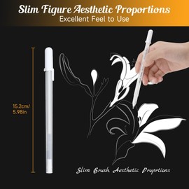 10Pcs Fine Point White Gel Pen Set,0.8mm Nibs Rollerball Gel Pens for Black Paper,White Ink Rollerball Pens for Art,Colouring,Sketching,Drawing,Adult Coloring Books,Illustration,Note-Taking,Writing