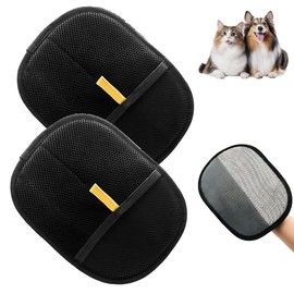 Double-Sided Pet Grooming Gloves, Reusable Pet Cleaning Gloves for Dogs Cats with Long and Short Hair, Electrostatic Hair Removal Glove for Grooming Clothes, Sofas, Carpets (2 PCS)